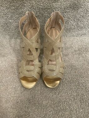 Gold Shimmer Strappy High Heels